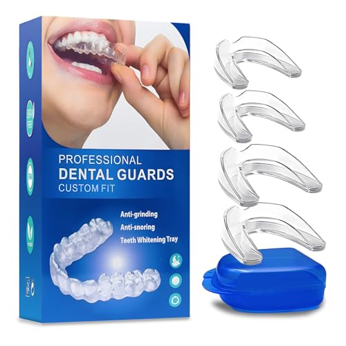 Vixino Reusable Mouth Guard for Grinding Teeth at Night, Night Guards for Teeth Grinding, Mouth Guard for Sleeping, Mouthguards for Grinding of Teeth, Sleep Guard (2 Sizes, 4 Pcs)