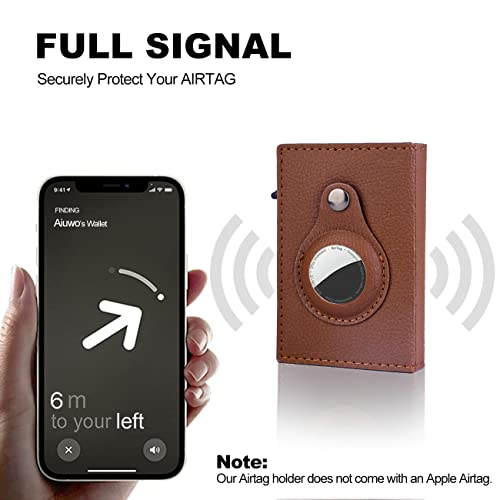 Image of AirTag Wallet for Mens Wallet,Card Holder for AirTag,Smart,RFID Blocking,Slim Wallet for Front Pocket-8-12 Card Capacity (Pu Leather, Lichee Brown)