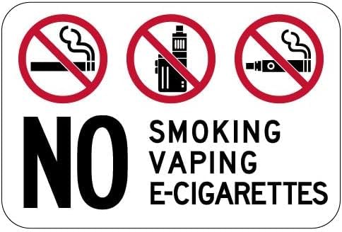 No Smoking Vaping o E-Sigarettes segno 12" x 8" metallo