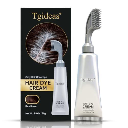 Tgideas Hair Dye Cream Comb with Natural Plant Extract, Root Touch Up Hair Color, Ammonia Free for Men & Women, Easy No Mix Gray Coverage, No Bleaching, All Types, Dark Brown, 2.8Oz, 1 Kit