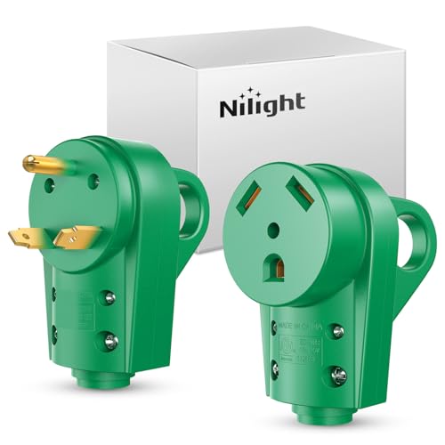 Image of Nilight 30 Amp RV Male and Female Plug Set | 125 Volt Heavy Duty TT-30P and TT-30R Receptable ETL Listed for Electrical Camper Caravan Motorhome Van Trailer