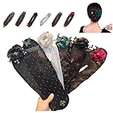 6PCS Hand Embroidered Flowers Hair Bun,French Hair Bun Maker Deft Bun for Long Hair Twister,Sparkly Ball Hair Clip,Flower Hair Bun Roller for Long Thick Hair Accessories for Women Girls