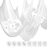 Gardeningwill 2枚セット ホワイト 不気味な怖いガーゼ布 壁 玄関 ハロウィン 30インチx84インチ クモの巣付き
