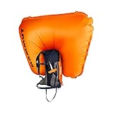 Removable Airbag System 3.0: ultraleicht (mit Carbon-Kartusche ca. 1 kg); sehr kleines Packmass; herausnehmbar und übertragbar; verlässliche Druckgas-Technologie; höhenverstellbarer Auslösegriff; Ballon in Signalfarbe