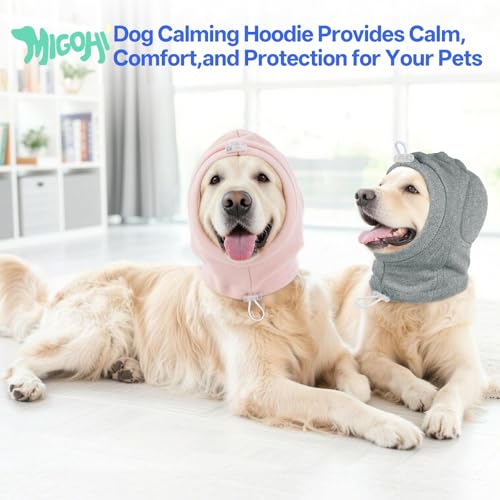 Image of MIGOHI Small Dog Anxiety Relief Ear Muffs - Anti-Slip Dog Ear Cover for Thunderstorm, Fireworks, Sound Reducing Ear Padding & Keep Warm Wrap for Small Dog,M,Gray