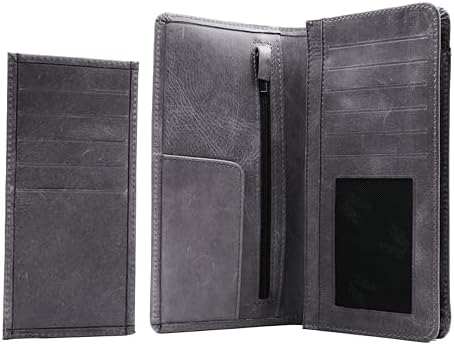 Modica® Boston - Hakiki Deri Telefon Bölmeli Cüzdan + Kartlık (Gri) - Görsel 1