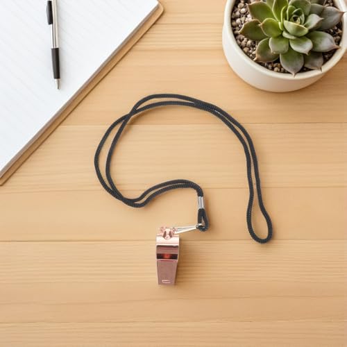 6 silbatos deportivos de acero inoxidable Rose Gold con cordón miniatura 4