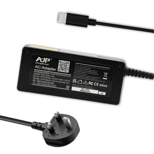 65W USB C Type C Laptop Charger for HP EliteBook 640 G11 Laptop Power Supply Adapter with UK Power Cord