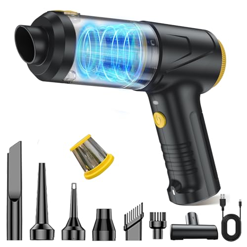 YESCHAT - Car Vacuum Portable Cordless 18000PA High Power Mini Vacuum Cleaner 4-in-1 Compressed Air Duster & Air Blower & Pump Hand Held Vacuum with Brushless Motor for Car, Home, Office,Camping (Black)