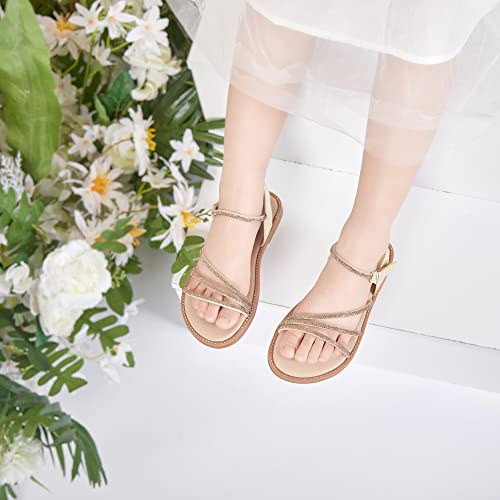 Image of Felix & Flora Toddler Girl Sandals - Flower Girl Dress Shoes Open Toe Little Kid Flats