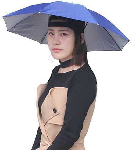 Miniatura 3 de Sombrero de paraguas para adultos, sombrero plegable de 26 pulgadas, manos libres, sombrilla de doble capa de protección para pesca, jardinería,