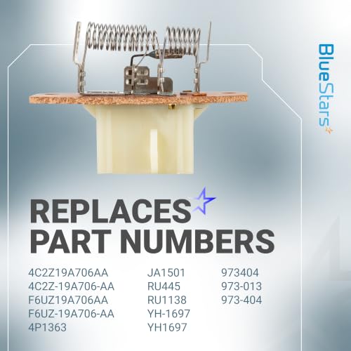 Image of BlueStars 973-013 HVAC Blower Motor Resistor - Fit Ford 1997-2014 E150 E250, 1997-2022 E350, 2000-2005 Excursion, 1999-2007 F250 F350 F450 F550 Super Duty, 2000-2022 E450 - Replace 973404 4C2Z19A706AA