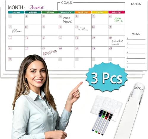 Grand Calendrier Mural Effaçable 15x30 - Planificateur Tableau Blanc 3 Mois pour Bureau Classe Maison