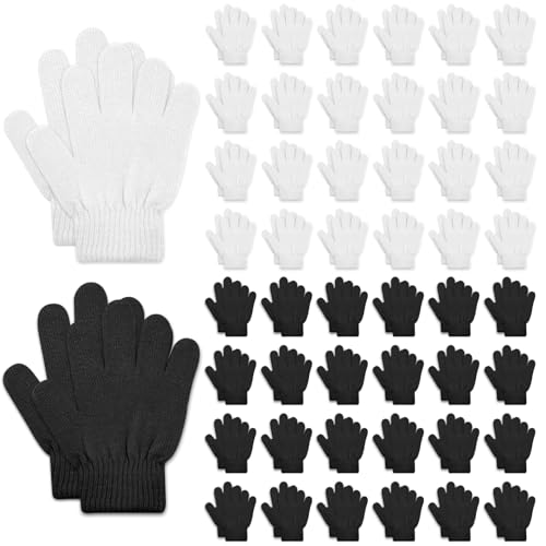 ONESING 50 Pairs Kids Gloves - Soft Knitted Children Gloves Bulk for Girls & Boys | Stretchy Gloves for Cold Weather Mixcolor K