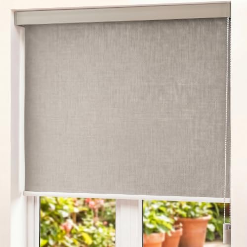 Image of Story@Home 100% Blackout Roller Blinds for Windows W 5 ft x H 7 ft | UV Protection & Thermal Insulated Fabric | Privacy Window Shades for Home & Office - Beige
