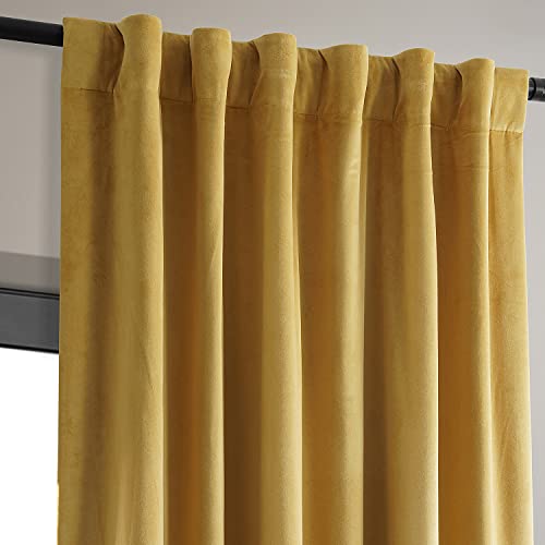HPD Half Price Drapes Signature Velvet Thermal Blackout Curtains for Living Room 108 Inch Long (1 Panel) Rod Pocket Insulated Blackout Curtains for Bedroom Window Curtains, 50W x 108L, Fool's Gold