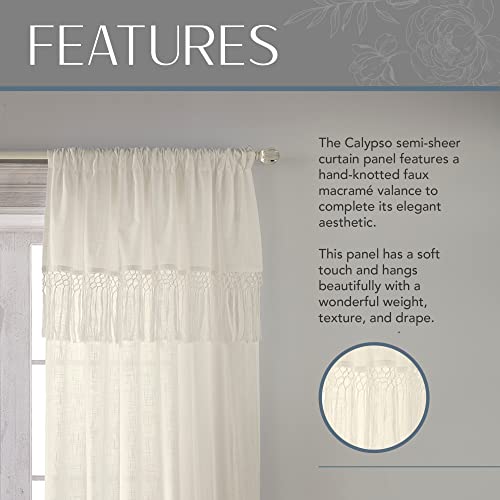 Elrene Macramé Tassel Semi Sheer Window Curtain Panel, Ivory, 52" W x 95" L (Pack of 1), W 52" x L 95" (1 Panels) - Image 3