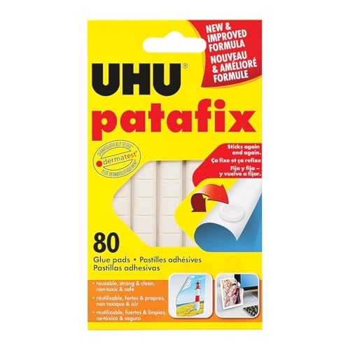 Bloco de cola UHU Patafix removível, branco, reutilizável, 80 pastilhas