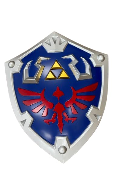22"x18" Anime Game Style Metal Shield 1:1 Replica Hylian Shield Prop Blue Zelda Shield, Blue, 21.75"x17.75"