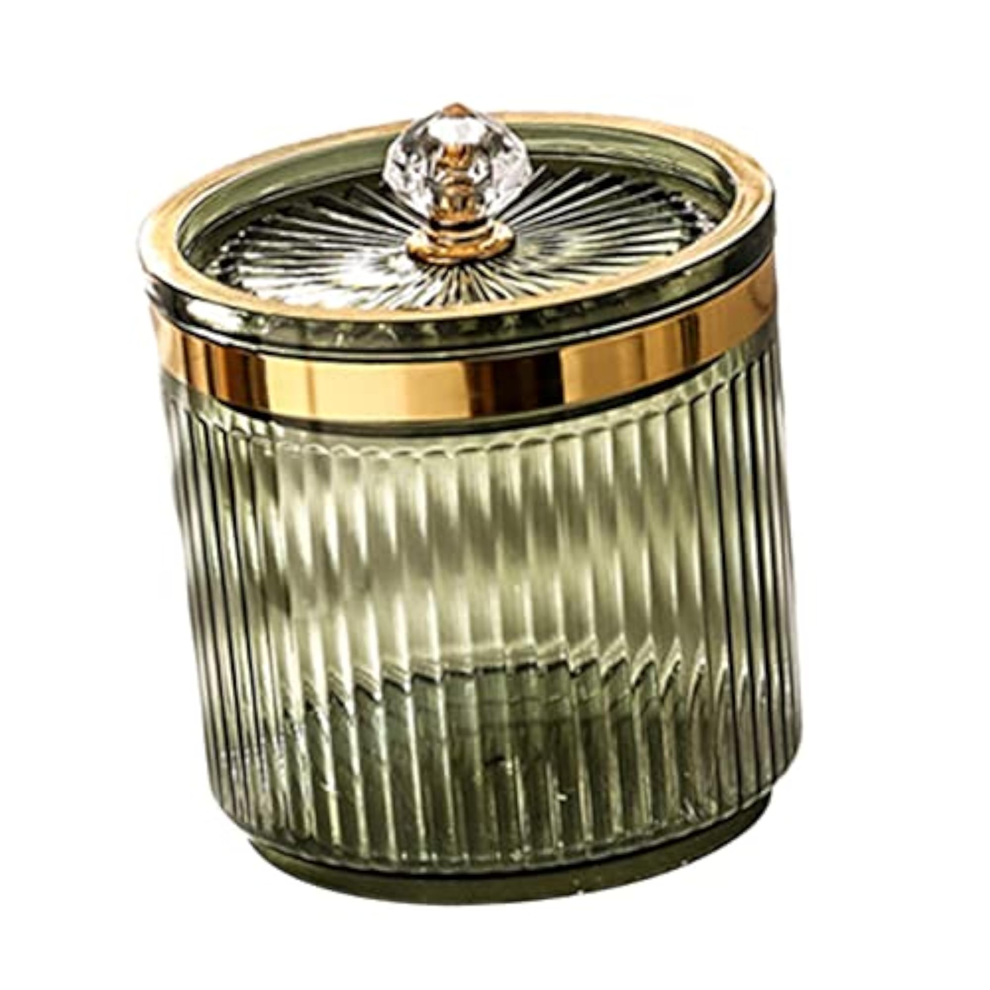 Makeup Cotton Swab Ball Holder Jar with Lid, Green