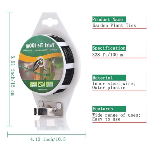 Atadura para Jardín Twist Tie 100m Negro Reutilizable miniatura 2