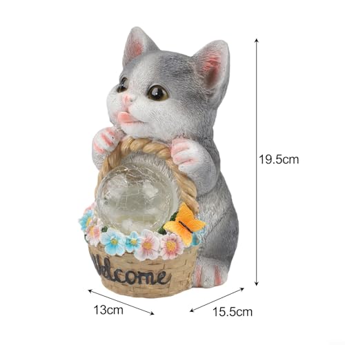 Statue de chat en résine résistante aux intempéries LED - 7