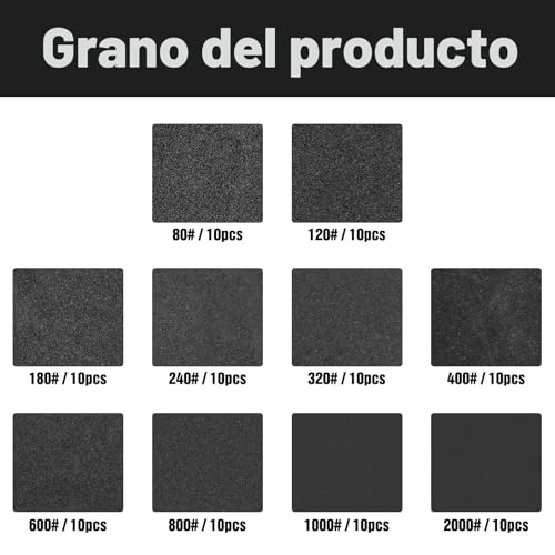 Miniatura 3 de Kongming 100 Piezas Disco Lija 125 Mm Húmedo Y Seco Grano 80 120 180 240 320 400 600 800 1000 2000 8 Agujero Carburo De Silicio Para Lijadora Excéntrica