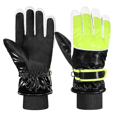 MoKo Guantes de Esquí para Niños Guantes de Esquí Impermeables con Puños Elásticos para Esquí Snowboard Ciclismo Guantes de Invierno Térmicos Cortaviento para Niños de 6 a 15 Años Negro L