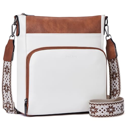 Roulens Sacs Bandoulière Femme, Sacs à Main à Bandoulière de Taille Moyenne en Cuir Végétalien Souple, Sac de Voyage avec Poche Portefeuille à Fermeture...