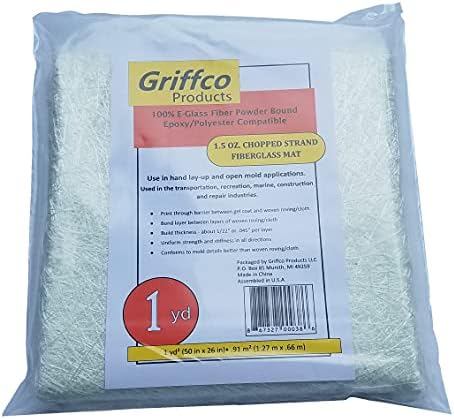 1.5 Oz. Fiberglass Chopped Strand Mat - 1 Square Yard (26" X 50") for Hand Layup, Vacuum Bagging or Molding Composites with Epoxy, Polyester or Vinyl Ester Resins