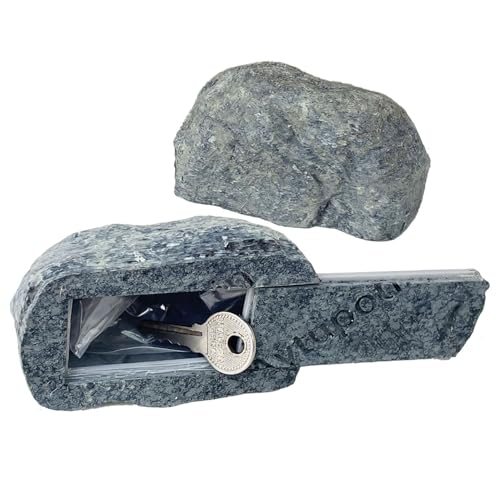 Spare Key Hider Rock - Hide a Key Outside in a Real-Looking Stone Key Hiders Outside for Outdoor Garden or Yard (Gray)