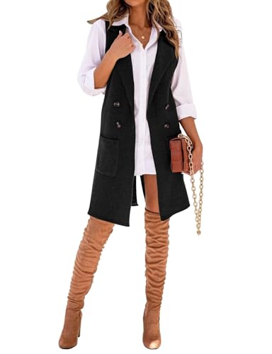 Image of IDEALSANXUN Womens Long Sweater Vest Fall Winter Sleeveless Knit Cardigan Outerwear