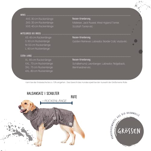 Hundebademantel aus 100% Bio-Baumwolle in Organic Stone Grey