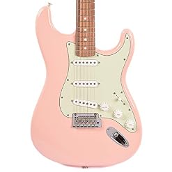 Fender Player Stratocaster PF Coque rose avec pickguard 3 plis menthe - Les Beatles, Paul McCartney, John Lennon, RIngo Starr, George Harrison
