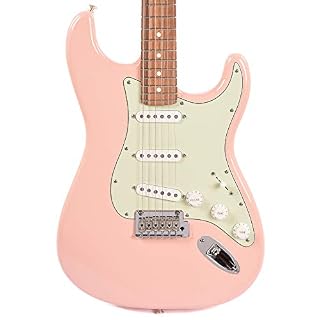 Fender Player Stratocaster PF Coque rose avec pickguard 3 plis menthe - Les Beatles, Paul McCartney, John Lennon, RIngo Starr, George Harrison