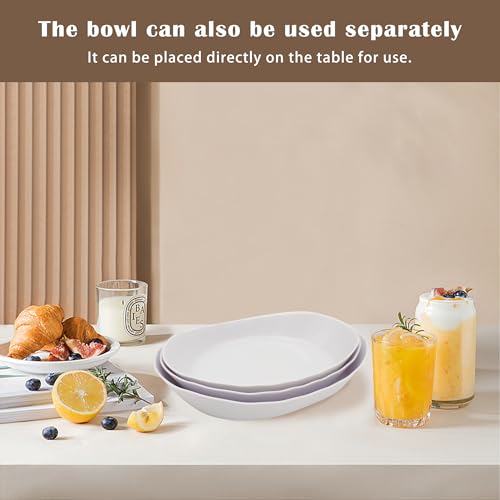 VKSG Fruit Bowl for Kitchen Counter, 3 Tier Plastic Serving Bowls with Bamboo Stand, Tiered Fruit Basket for Fruits Vegetable Storage, Cake, Dessert, Nuts, Snack, Salad for Party Wedding by VKSG - Used condition - Image 6