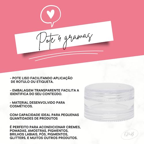 10 Potes de Acrilico com Tampa Rosca Maquiagem 4gramas