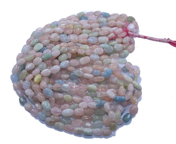 Morganite naturelle LKBEADS de qualité supérieure en perles pépites lisses 16"