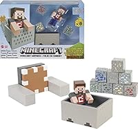 Jurassic World Minecraft Minecart Mayhem Playset with Steve Character Figure, Launching Cart and Accessories, Creation, Exploration and Survival Game for Kids Ages 6 Years and Older