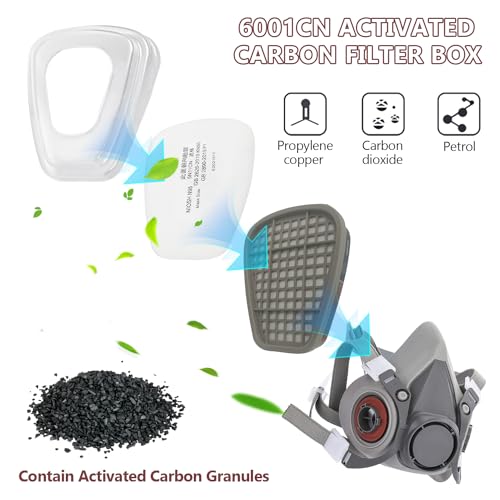 6001 Filter für Atemschutzmaske, für 3M Filter mit 80 Stück Filterpatronen + 4 Filter und 4 Abdeckkappen, Organic Vapor 6001 Patronen Chemischer Farbfilter Kompatibel mit 6200, 6800, 6502 usw.