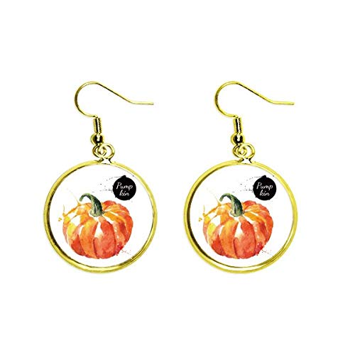 Pendientes de calabaza con baño de oro y acuarela artesanal para mujer