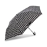 Samsonite Compact Auto Open/Close Umbrella, One Size, Black/White Swirl Dot