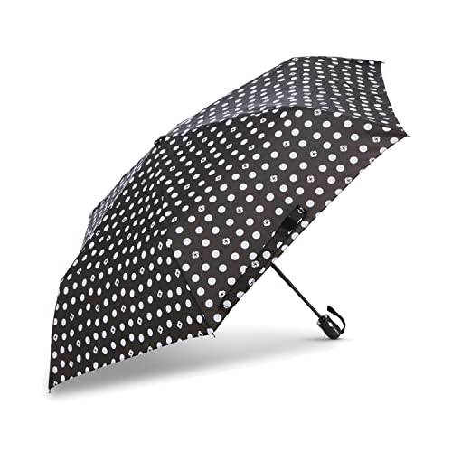 Samsonite Compact Auto Open/Close Umbrella, One Size, Black/White Swirl Dot