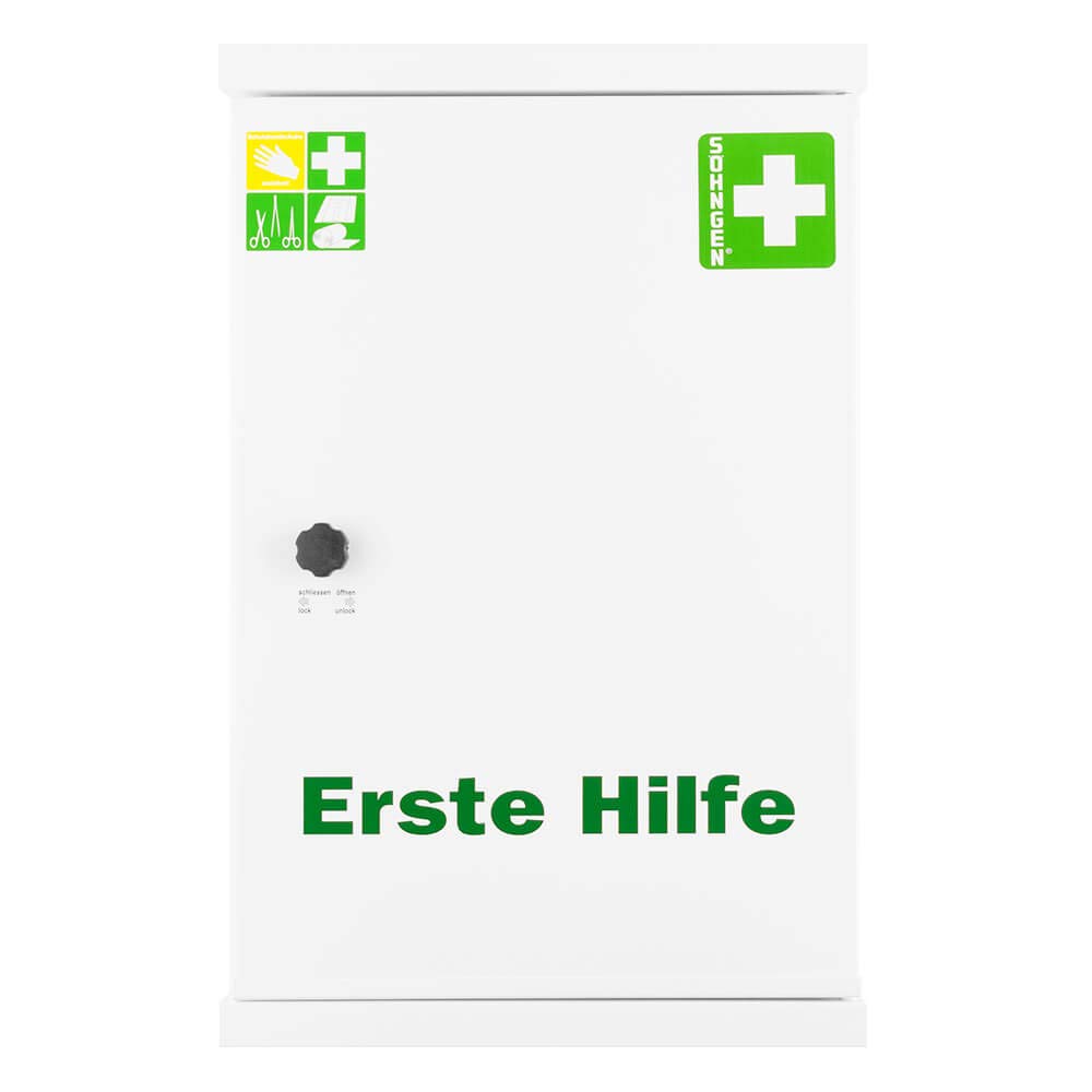 Verbandschrank NovoLine 2 Söhngen, weiß, mit Füllung ASR A4.3 (DIN 13169), Art.-Nr. 607290 | Erste Hilfe Schrank | Verbandsschrank | Sanitätswandschrank