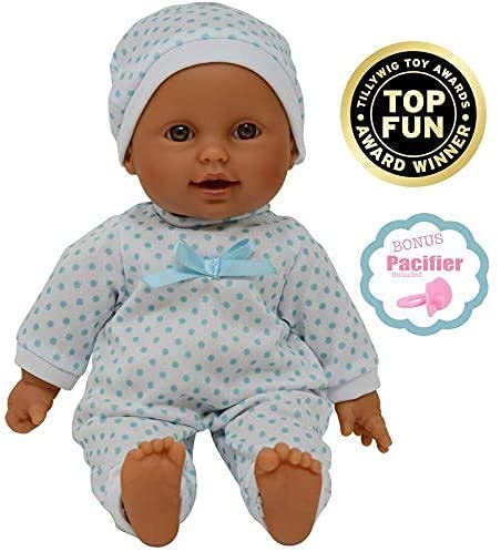 11 inch Soft Body Hispanic Newborn Baby Doll in Gift Box - Doll Pacifier Included