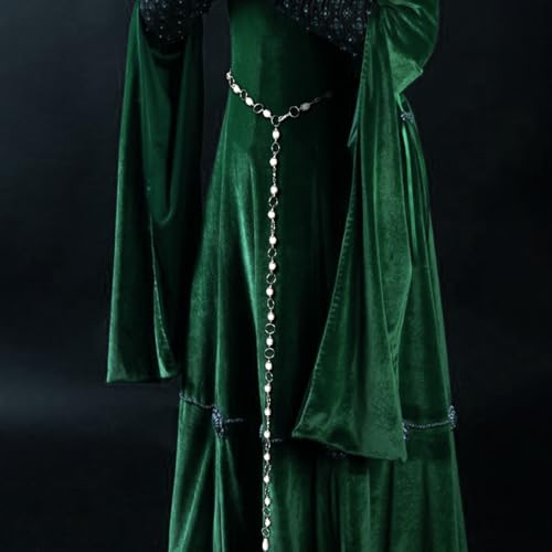 L'VOW Women's Renaissance Belt Medieval Witch Belt Silver Western Waist Chain Belt for Dresses3