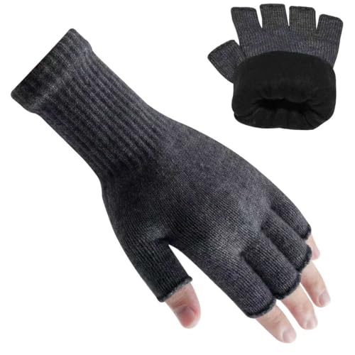 Rahhint Alpaka Wolle Fingerlose Winterhandschuhe Doppellagig - Elastische, Atmungsaktive & Wärmendehandschuhe zum Tippen, Arbeiten, Fahren - Thermo Handschuhe für Büro, Homeoffice und Freizeit