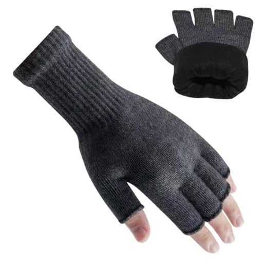 Rahhint Alpaka Wolle Fingerlose Winterhandschuhe Doppellagig - Elastische, Atmungsaktive & Wärmendehandschuhe zum Tippen, Arbeiten, Fahren - Thermo Handschuhe für Büro, Homeoffice und Freizeit