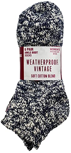Weatherproof Women's Ankle Boot Socks Soft Cotton Blend, Black Gray Teal, 6 Pairs, 9.5 (1533563)2