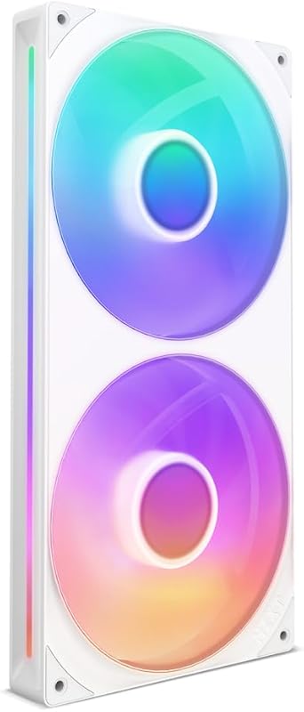 Núcleo NZXT F280 RGB - Unidad de ventilador RGB de marco único de 280 mm - Blanco | Unidad de marco único de 280 mm con dos ventiladores RGB de 140 mm en un cable. Velocidad e iluminación controladas a través de CAM.